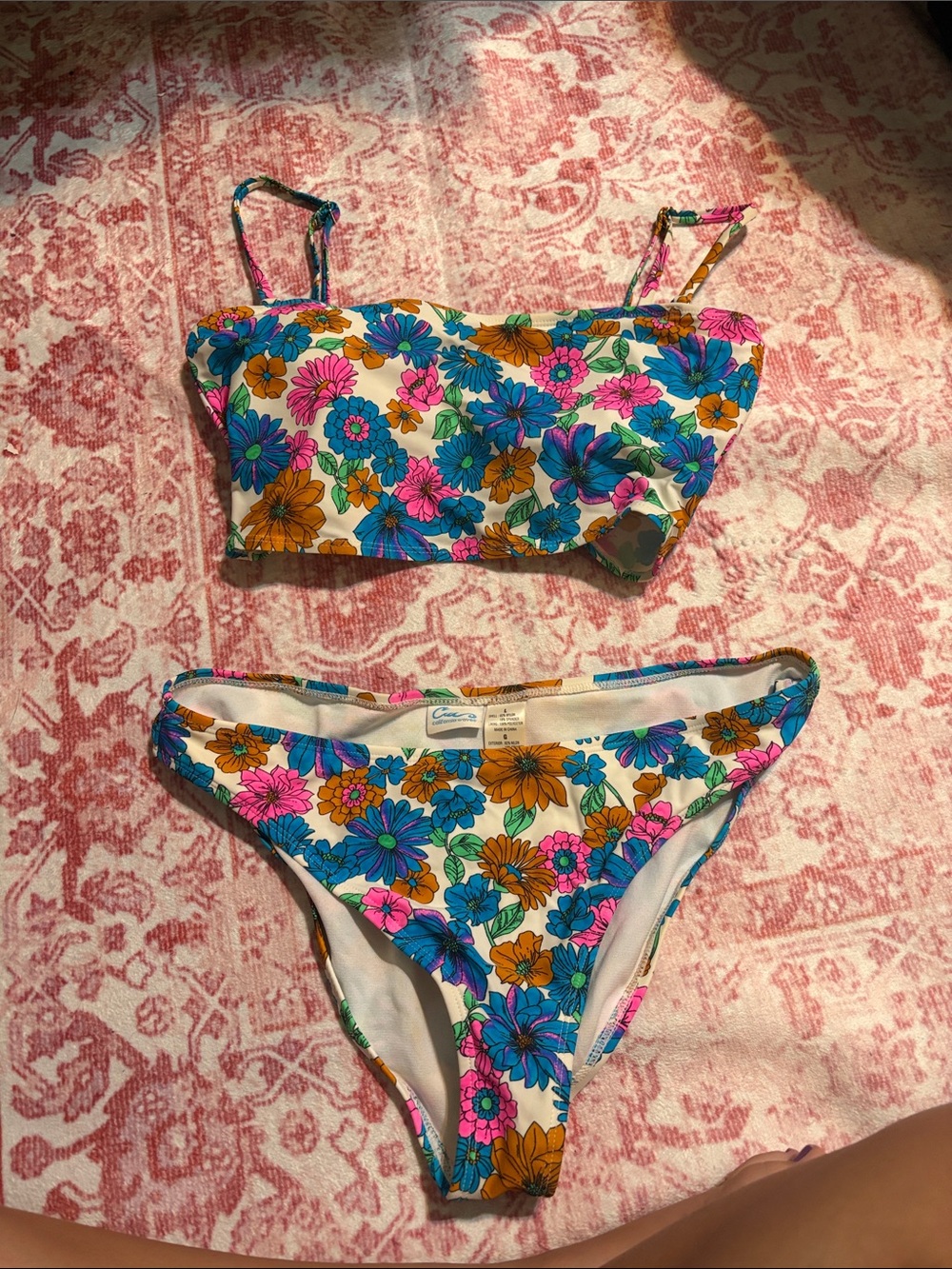 California Waves Floral Bikini Set in Blue, Pink, Orange, Green